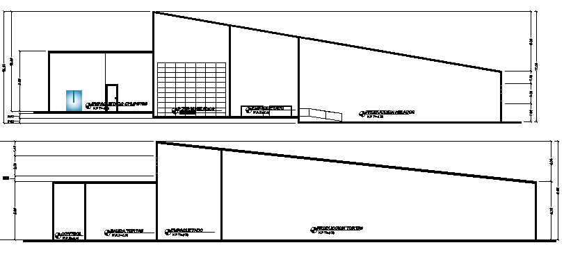 Section plan details of corporate office dwg file