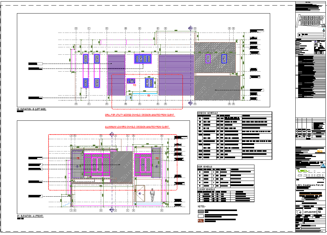 Section plan elevation design of residence project