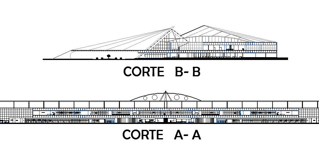 Section plan of airport project dwg file