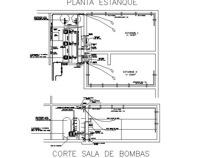 Section pump room detail dwg file
