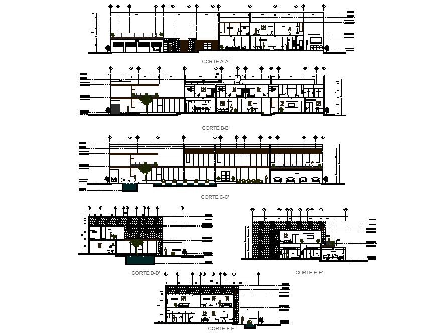 Section residential house 50x25m plan layout file