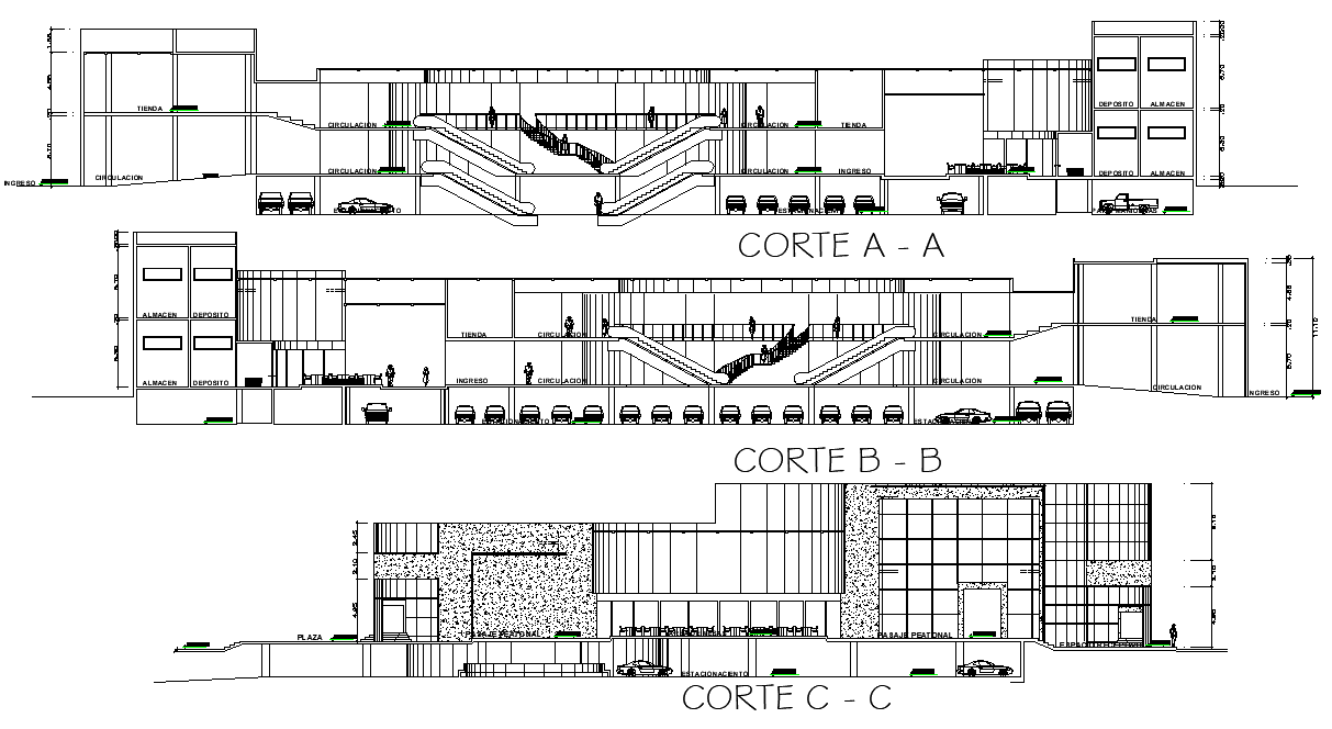 Section shopping mall plan layout file