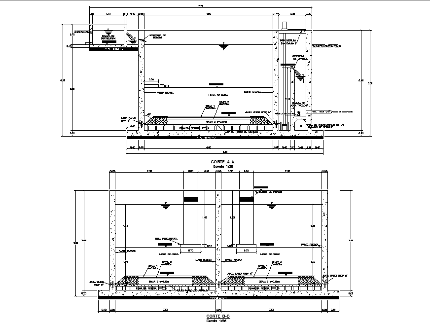 Section slow filter plan autocad file