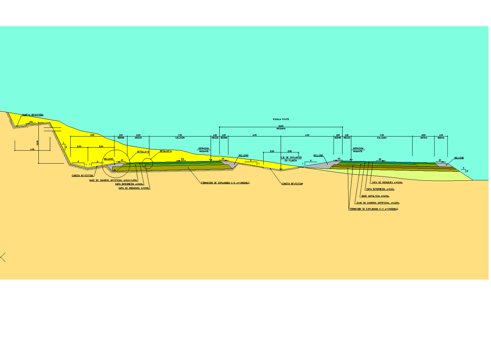 Section type of motorway plan detail dwg.