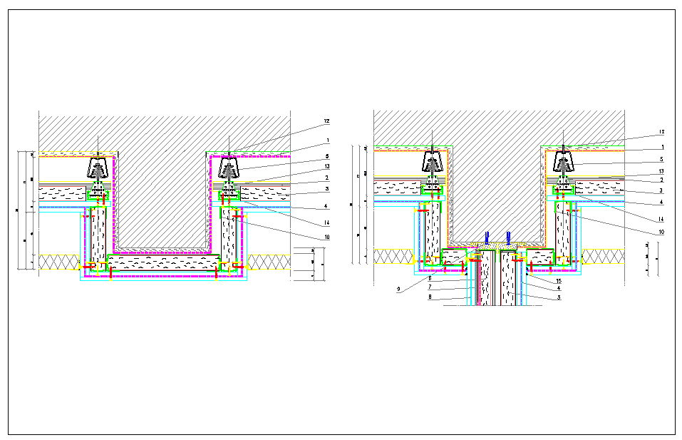 Section view detail of foundation treatment detail dwg file