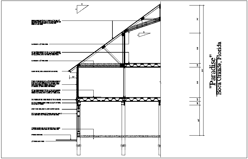 Section view of truss and floor with structural detail dwg file