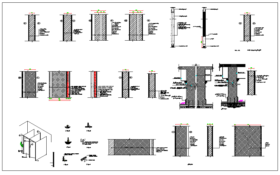 Section view of wall and joint view detail dwg file