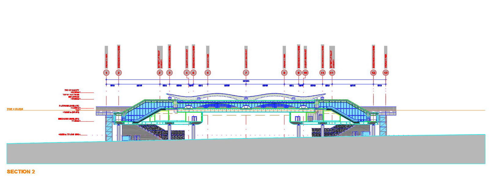 Section 2 of metro station in AutoCAD 2D drawing, dwg file, CAD file