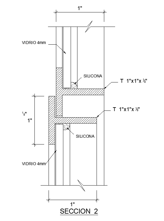 Section 2 view of 1600x1000m door is given in this AutoCAD model.Download now.
