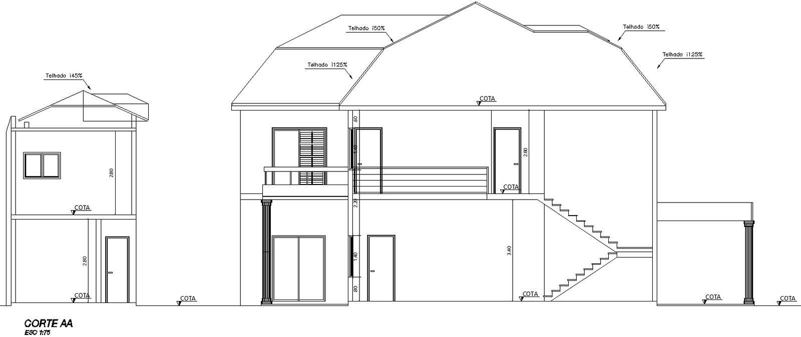 Section AA of house plan