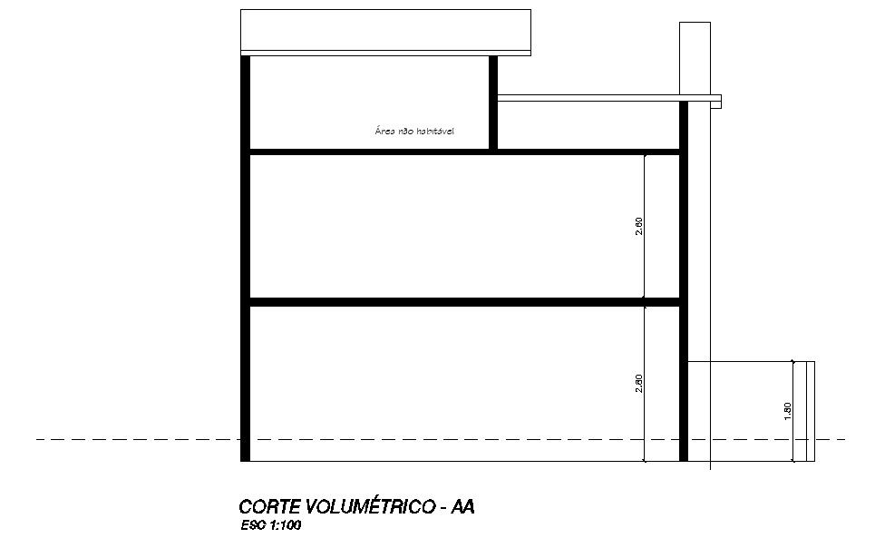 Section AA of modern house plan