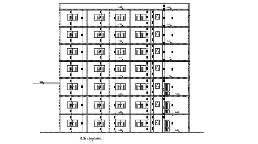 Section B-B' Of 24x14 Meter Apartment Building CAD File