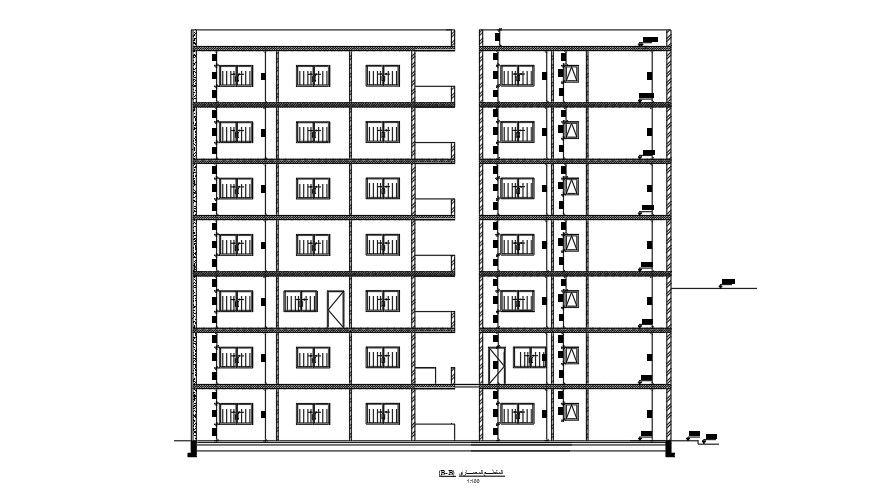 Section B-B' Of Apartment Building CAD File
