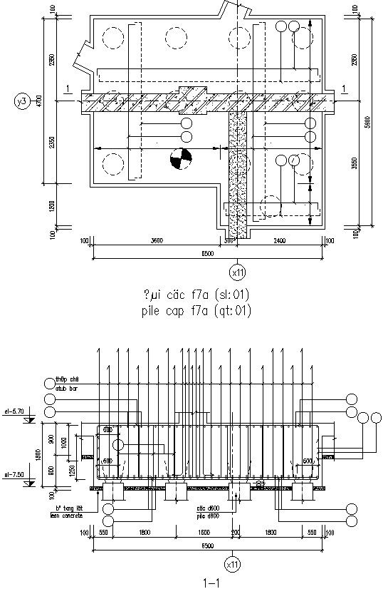 Section Drawing of stub Column and reinforcement .