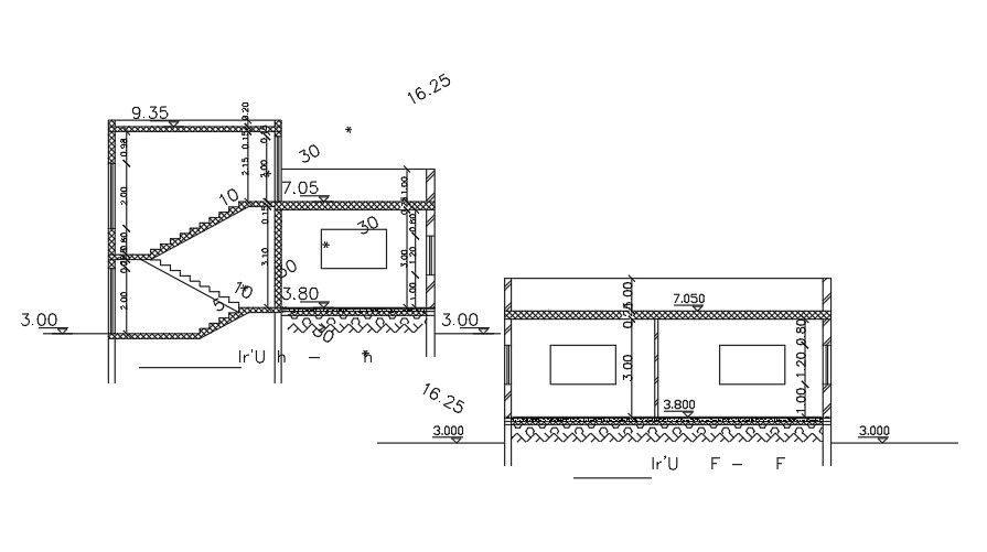 Section Of 10x10 Meter House Building DWG File