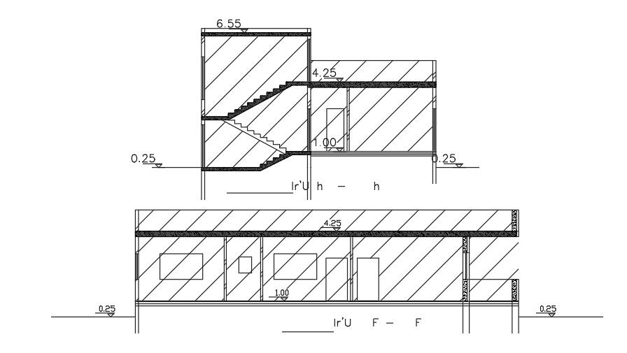 Section Of 10x28 Meter House Building DWG File