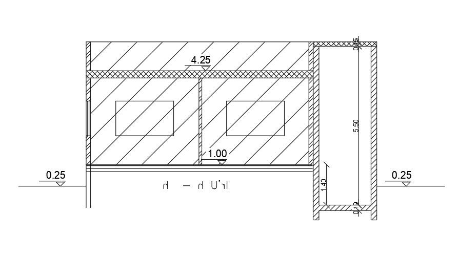 Section Of 11x11 Meter House Building DWG File