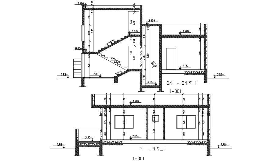 Section Of 12x12 Meter House Building DWG File