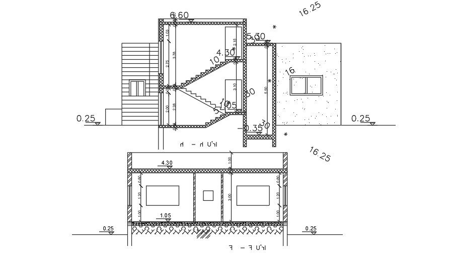 Section Of 13x10 Meter House DWG File