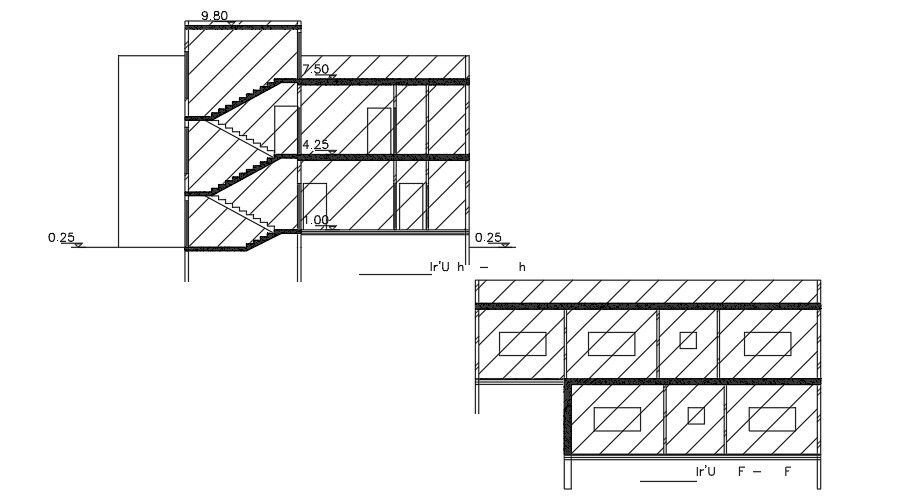 Section Of 13x15 Meter House Building DWG File