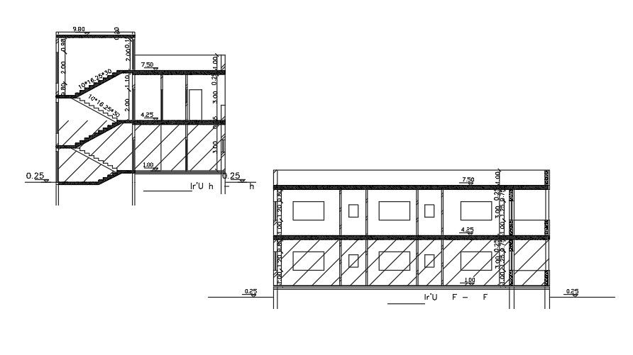 Section Of 13x18 Meter House Building DWG File