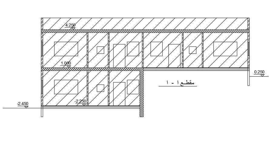 Section Of 14x18 Meter House Building DWG File