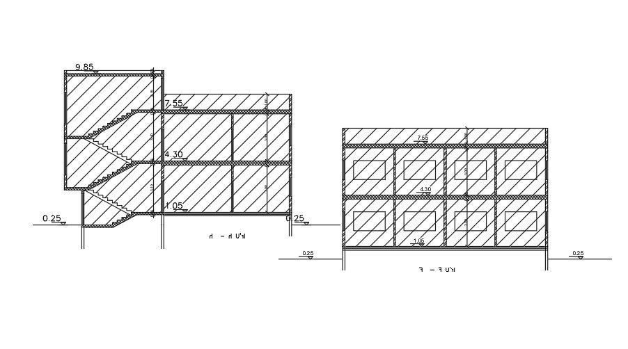 Section Of 15x14 Meter House DWG File