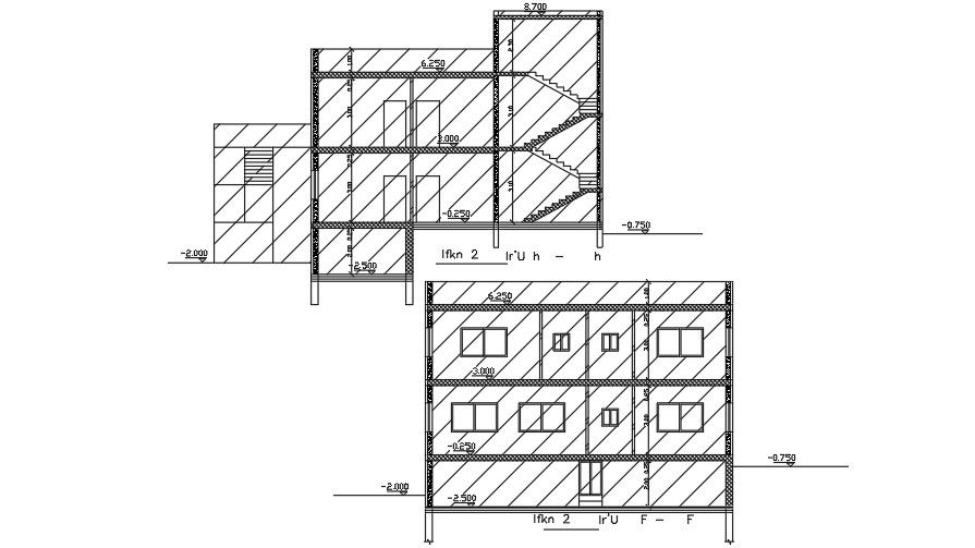 Section Of 15x19 Meter House Building DWG File
