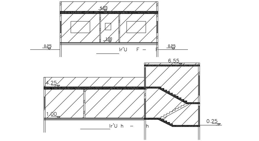 Section Of 16x11 Meter House Building DWG File