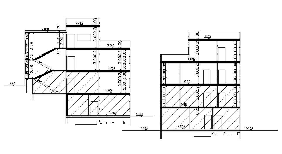 Section Of 16x12 Meter Apartment Building DWG File