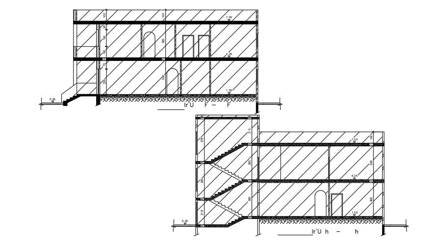 Section Of 16x16 Meter House Building DWG File