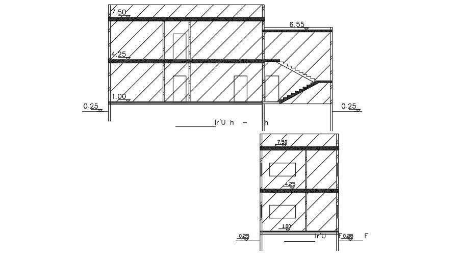 Section Of 17x10 Meter House Building CAD File