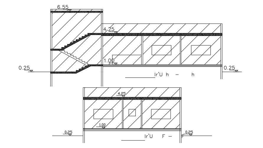 Section Of 17x10 Meter House Building DWG File