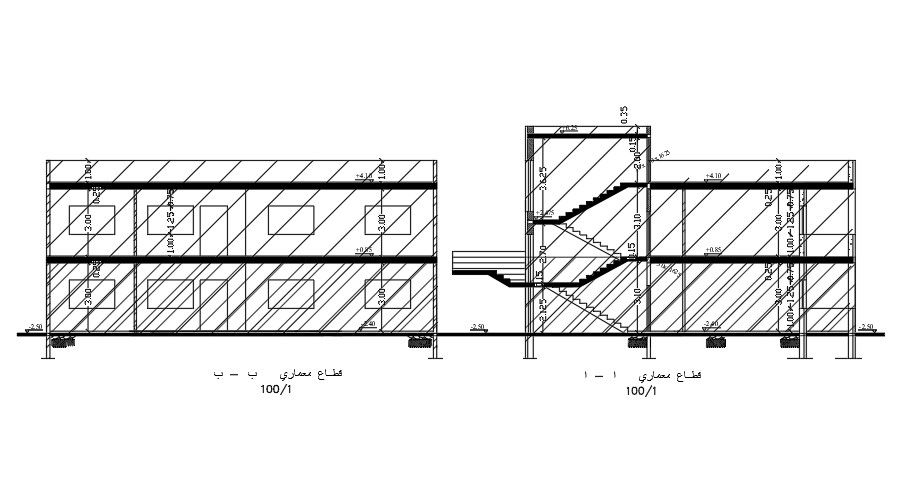 Section Of 17x12 Meter House Building DWG File