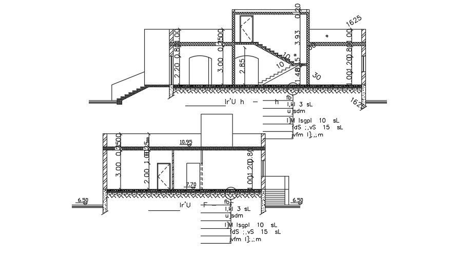 Section Of 17x13 Meter House Building DWG File