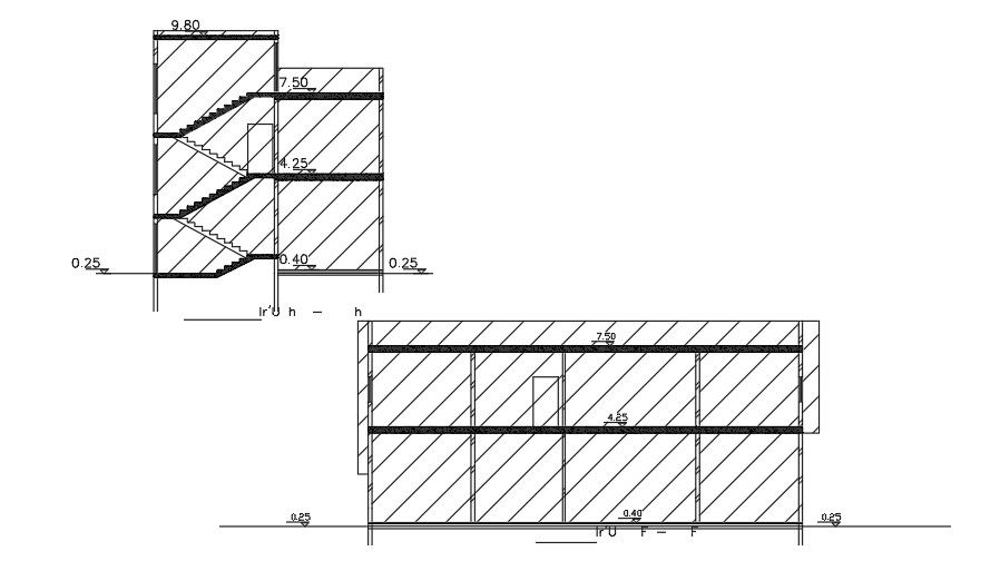Section Of 18x13 Meter House Building DWG File