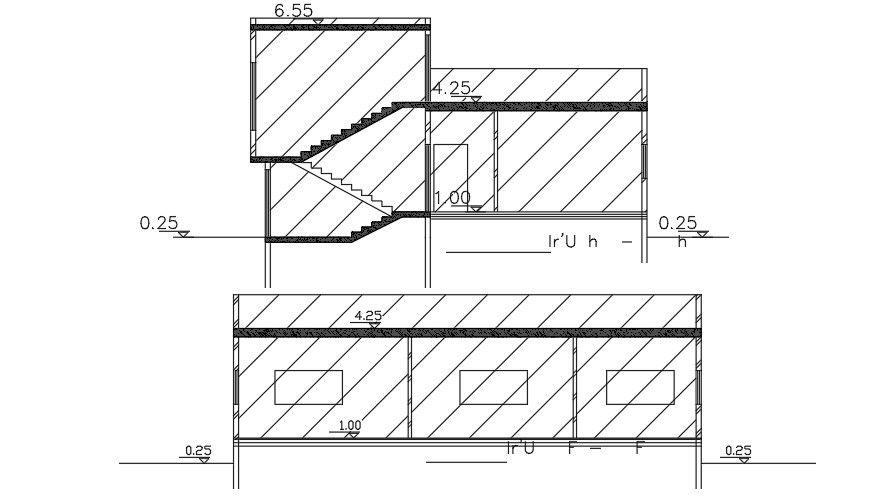 Section Of 19x12 Meter House Building DWG File