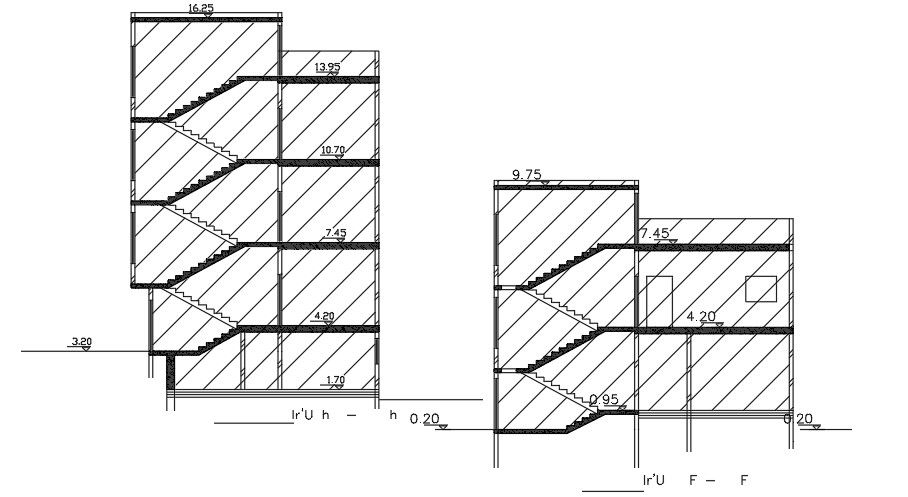 Section Of 21x13 Meter Apartment Building DWG File