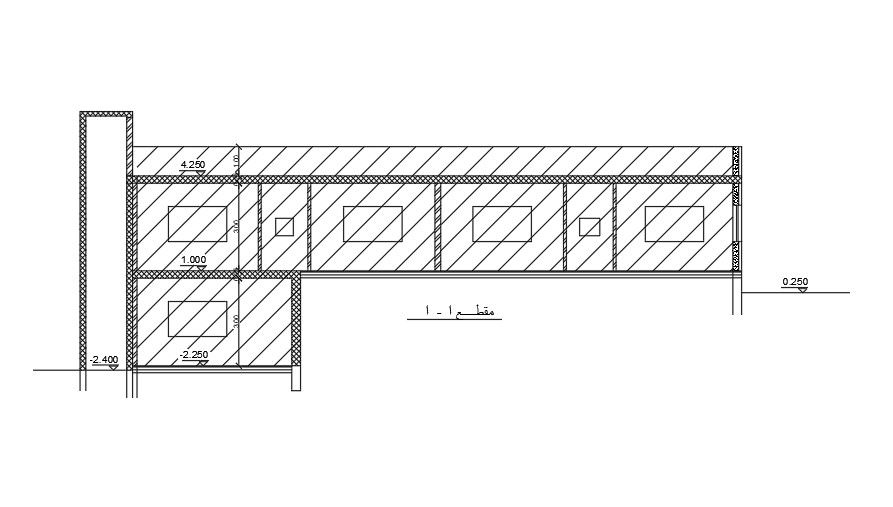 Section Of 23x14 Meter House Building DWG File