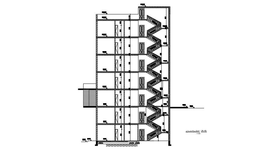 Section Of 24x14 Meter Apartment Building CAD File