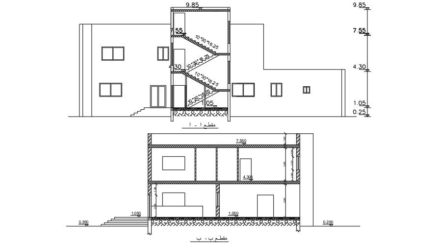 Section Of 24x16 Meter House Building DWG File