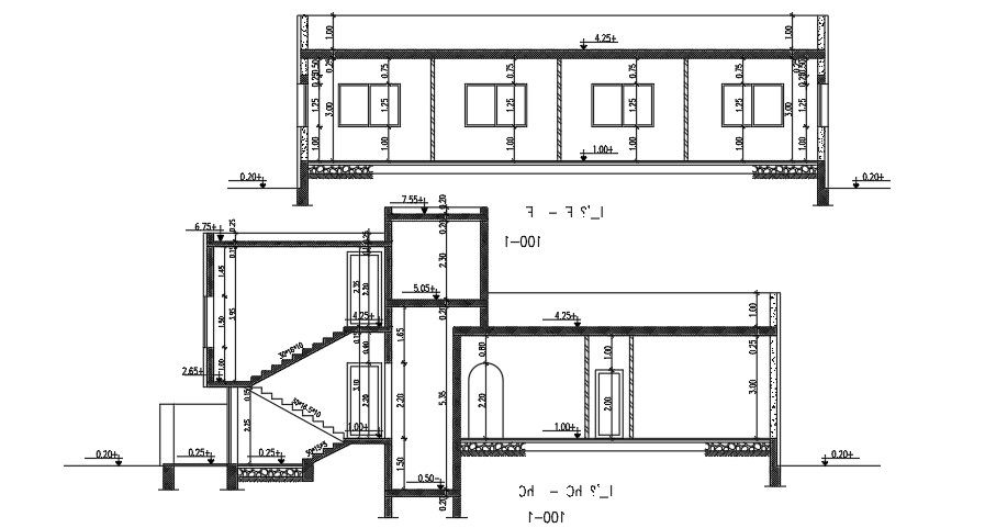 Section Of 25x16 Meter House Building DWG File