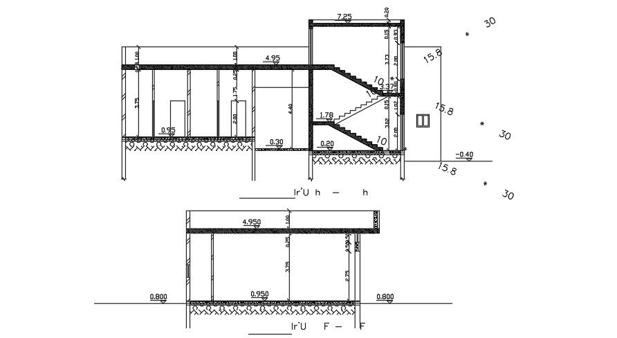 Section Of 25x20 Meter House Building DWG File