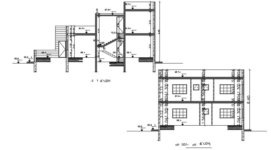 Section Of 8x17 Meter House DWG File