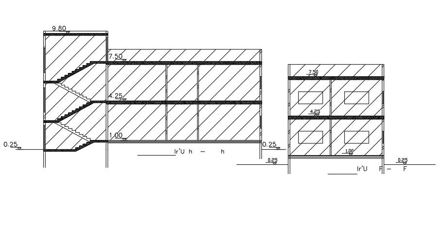 Section Of 8x20 Meter House DWG File