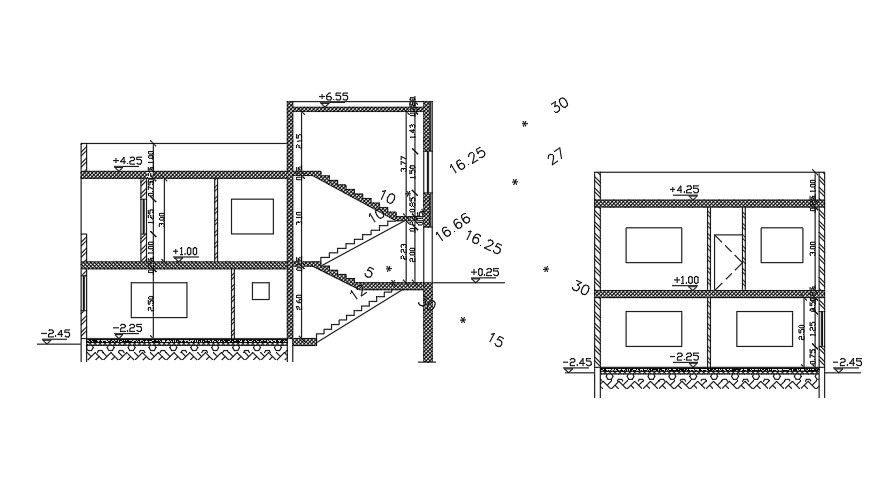 Section Of 9x13 Meter House Building DWG File