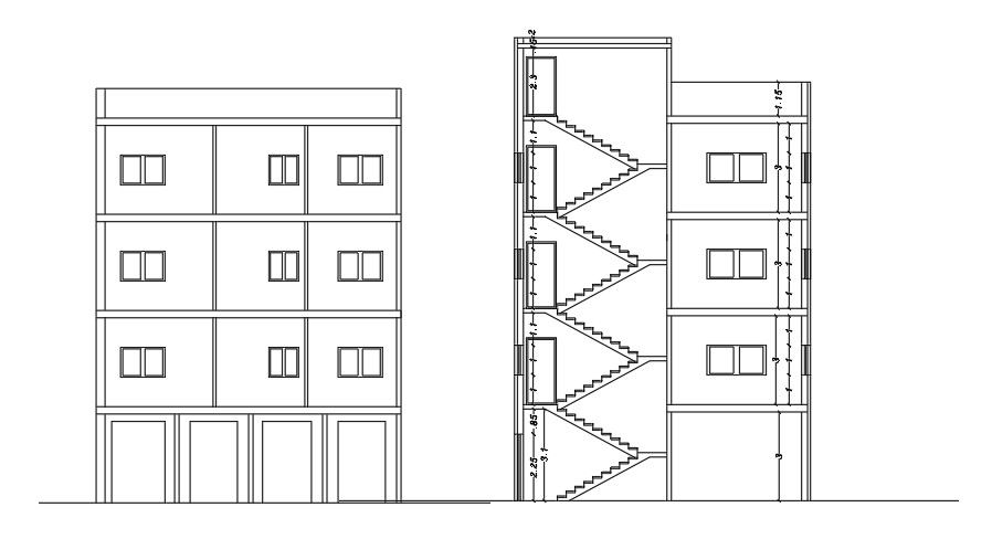 Section Of Apartment Building DWG File