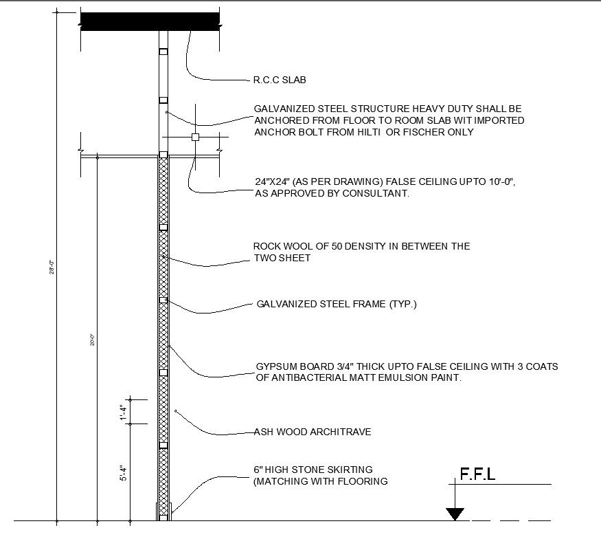 Section Of Partition Wall AutoCAD Drawing, Dwg Files