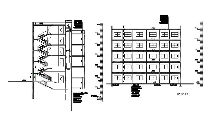 Section View Of 20x15 Meter Apartment AutoCAD DWG File