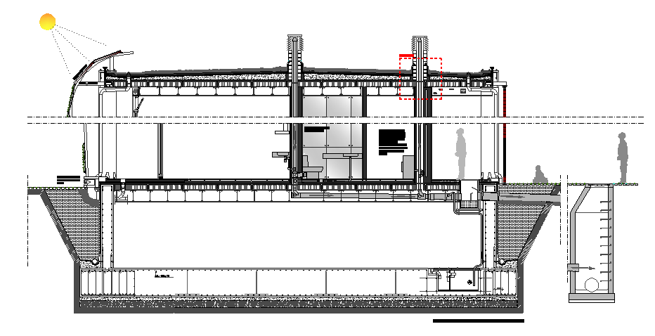Sectional detail and construction plan